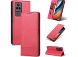 Custodia Redmi K50 Pro, Portafoglio Con Chiusura Magnetica E Supporto, Custodia In Pelle Flip Per Xiaomi Redmi K50 / K50 Pro Rosa