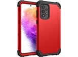 Custodia Per Samsung Galaxy A73 5G Hybrid 3In1 Pc E Tpu Antiurto, Custodia Resistente Rossa