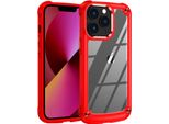 Custodia Iphone 13 Pro Max, Custodia Ibrida Trasparente Pc Tpu Bumper E Antiurto Per Iphone 13 Pro Max Rosso