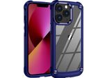 Custodia Iphone 13 Pro Max, Custodia Ibrida Trasparente Pc Tpu Bumper E Antiurto Per Iphone 13 Pro Max Blu