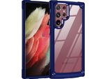 Custodia Per Samsung Galaxy S23 Ultra, Paraurti Ibrido In Pc Tpu Trasparente E Custodia Antiurto Blu