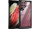 Custodia Per Samsung Galaxy S23 Ultra, Paraurti Ibrido In Pc Tpu Trasparente E Custodia Antiurto Nera