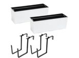 2 Pezzi Fioriera Cassetta Per Balcone Cassetta Per Ringhiera Vaso Per Balcone Portaoggetti In Metallo Rattan Bianco 56 X15X19 Cm Fioriera