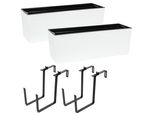 2 Pezzi Fioriera Balcone Cassetta Ringhiera Vaso Fioriera Balcone Vaso \ Supporto Metallo \ Bianco Scalpello 56 X15X19 Cm Fioriera