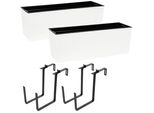 2 Pezzi Cassetta Portafiori Per Balcone Cassetta Per Ringhiera Cassetta Portafiori Per Balcone Cassetta Portafiori In Metallo Scalpello Cremoso 56 X15X19 Cm Cassetta Portafiori