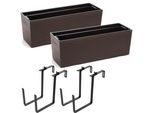 2 Pezzi Fioriera Balcone Cassetta Ringhiera Fioriera Balcone Cassetta Portaoggetti Metallo Moka Scalpello 56 X15X19 Cm Fioriera