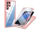 Custodia Samsung Galaxy S22 Ultra 5G, Protezione Completa A 360° Con Protezione Del Display Integrata Per Samsung S22 Ultra 5G Rosa