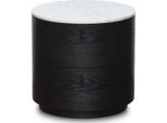 Tavolino Casa Padrino Nero / Bianco Ø 48 X H. 46 Cm - Tavolino Rotondo In Legno Con Piano In Marmo E 2 Cassetti