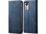 Custodia Xiaomi 12, Custodia In Pelle A Portafoglio Con Chiusura Magnetica E Supporto Per Xiaomi 12 Blu