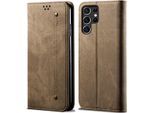 Custodia Galaxy S22 Ultra 5G, Custodia A Portafoglio In Pelle Con Chiusura Magnetica E Supporto Per Samsung Galaxy S22 Ultra 5G Khaki