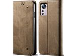Custodia Xiaomi 12 Pro, Custodia A Portafoglio In Pelle Con Chiusura Magnetica E Supporto Per Xiaomi 12 Pro Khaki