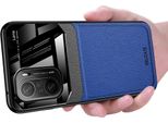 Custodia Per Redmi K40, Paraurti Ibrido In Tpu, Antiscivolo, Custodia In Pelle Con Texture Litchi E Protezione In Vetro Per Xiaomi Redmi K40 / K40 Pro Blu