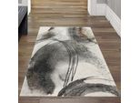 Tappeto Moderno Astratto Da Salotto Con Forme Circolari In Grigio Crema Dimensioni - 80X150 Cm