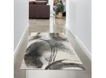 Tappeto Astratto Da Salotto Con Forme Circolari In Grigio Crema Dimensioni - 80X150 Cm