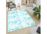 Tappeto A Pelo Corto Soggiorno Camera Da Letto Blu Colorato Moderno Astratto Design Screziato 160 X 230 Cm
