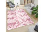 Tappeto A Pelo Corto Soggiorno Camera Da Letto Rosa Colorato Moderno Astratto Design Screziato 160 X 230 Cm