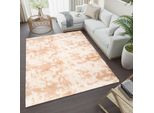 Tappeto A Pelo Corto Soggiorno Camera Da Letto Color Beige Chiaro Moderno Astratto Disegno Screziato 160 X 230 Cm