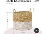 Cesto Della Biancheria Lycce Con Manici | Cesto Intrecciato In Alghe Marine | Versatile, Può Essere Utilizzato Come Cesto Della Biancheria, Cesto Porta Giocattoli, Cesto Porta Regali, Organizer Da Bagno E Molto Altro Ancora. | Beige E Bianco, Dimensioni: Taglia 1