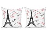 Abakuhaus Set Di Federe Per Cuscini Torre Eiffel (2 Pezzi), Torre Eiffel "Parigi è Sempre Una Buona Idea"" Luoghi Turistici Dolce Amore, 45X45 Cm, Rosso Nero Bianco"