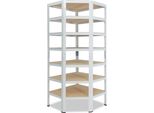 Shelfplaza Home 230X80X50 Cm Scaffale Angolare In Bianco Con 7 Ripiani E 125 Kg Di Portata Per Ripiano