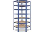 Shelfplaza Home 230X60X30 Cm Scaffale Angolare In Blu Con 7 Ripiani E 125 Kg Di Portata Per Ripiano