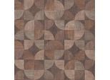 Carta Da Parati In Lana Con Ornamento Grafico Profhome 369131-GU Leggermente Goffrata Marrone Beige Grigio Opaco 5,33 M2