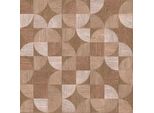 Carta Da Parati In Lana Con Ornamento Grafico Profhome 369134-GU Leggermente Goffrata Marrone Opaco Beige 5,33 M2