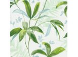 Carta Da Parati Profhome Jungle 377041-GU Liscia Verde Opaca Bianca 5,33 M2