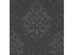 Carta Da Parati In Lana Ornamento Profhome 368984-GU Leggermente Goffrato Semilucido Nero Grigio Argento 5,33 M2