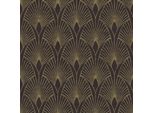 Carta Da Parati In Lana Ornamento Profhome 374273-GU Leggermente Goffrata Nero Lucido Oro 5,33 M2