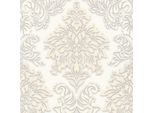 Carta Da Parati In Lana Ornamentale Profhome 368982-GU Leggermente Goffrata Semilucida Bianco Argento Beige 5,33 M2