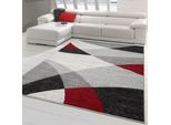 Tappeto Da Salotto Moderno Con Motivo Astratto Grigio Rosso Dimensioni - 120X160 Cm