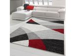Tappeto Moderno Per Soggiorno Con Motivo Astratto Grigio Rosso Dimensioni - 140X200 Cm