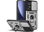 Xiaomi 12 Custodia Con Anello Supporto Supporto Scivolare Fotocamera Protezione Tpu Pc Custodia Protettiva Per Xiaomi 12 / Xiaomi 12X Argento