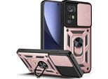Xiaomi 12 Pro Custodia Con Anello Supporto Supporto Scivolare Fotocamera Protezione Tpu Pc Custodia Protettiva Per Xiaomi 12 Pro Rosa