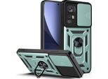 Xiaomi 12 Custodia Con Anello Supporto Supporto Scivolare Fotocamera Protezione Tpu Pc Custodia Protettiva Per Xiaomi 12 / Xiaomi 12X Verde