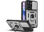 Custodia Realme C35 Con Anello, Supporto, Protezione Fotocamera, Paraurti In Tpu, Custodia In Silicone Per Oppo Realme C35 Argento