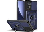 Xiaomi 12 Custodia Con Anello Supporto Supporto Scivolare Fotocamera Protezione Tpu Pc Custodia Protettiva Per Xiaomi 12 / Xiaomi 12X Blu