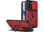 Custodia Realme C35 Con Anello, Supporto, Protezione Fotocamera, Paraurti In Tpu, Custodia In Silicone Per Oppo Realme C35 Rosso