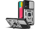 Galaxy M53 5G Custodia Con Anello, Supporto, Protezione Fotocamera, Paraurti In Tpu, Custodia In Silicone Per Samsung Galaxy M53 5G Argento