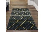 Tappeto Moderno Di Design Con Motivo Geometrico In Oro Nero Dimensioni - 80 X 150 Cm
