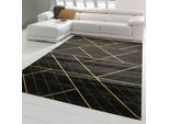 Tappeto Moderno Di Design Con Motivo Geometrico In Oro Nero Dimensioni - 60 X 110 Cm