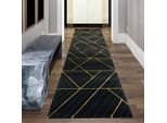 Tappeto Moderno Di Design Con Motivo Geometrico In Oro Nero Dimensioni - 80 X 300 Cm