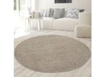 Tappeto In Vaporoso Shaggy Beige - 160 Cm Rotondo