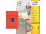 Etichette Inkjet/Laser/Copy 105X37Mm Pu=5X1600 Pezzi Rosso