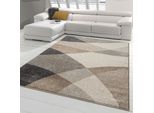 Tappeto Da Salotto Moderno Con Motivo Astratto Grigio Beige Dimensioni - 120X160 Cm