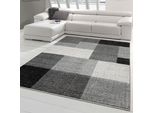 Tappeto Da Salotto Moderno Con Motivo Quadrato Grigio Crema Dimensioni - 120X160 Cm