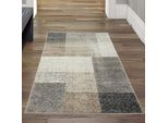 Tappeto Moderno Da Salotto Con Motivo Quadrato Grigio Beige Dimensioni - 80X140 Cm