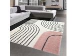 Tappeto Di Design Con Motivi Rotondi - Rosa Crema Dimensioni - 160X230 Cm
