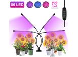 Lampada Per Piante Jiubiaz Led Luce Per Piante A Spettro Completo 80 Led, Lampada Per Piante A 4 Teste Lampada Di Crescita Per Piante, 10 Livelli Di Regolazione Luce Di Crescita Led Per Piante Da Interno, Giardinaggio, Serra